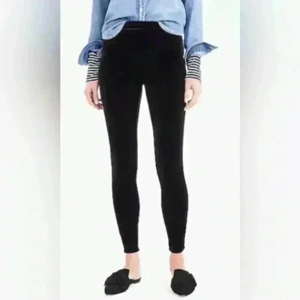J.Crew Leggings Pants Womens Size Small Black Stretch Velvet Elastic Pull On